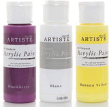 3Ace Crafts 3X docrafts Artiste Acrylic Paint 59ml - for Painting, Craft - Banana Yellow, BlackBerry & Blanc