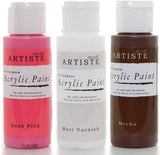3Ace Crafts 3X docrafts Artiste Acrylic Paint - for Painting and Craft 59ml - Lush Pink, Matt Varnish & Mocha
