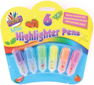 3Ace Crafts 6 Mini Highlighter Pens - Assorted Fruity Scented Writing Highlighter Craft Pens - Safe & Non-Toxic Great Creative Fun (Pack of 1)
