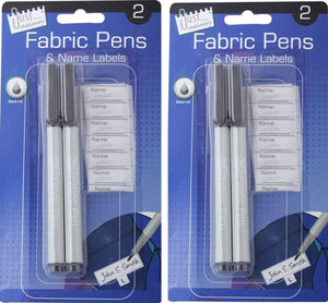 3Ace Crafts Fabric Marker Pens with Name Labels - Set 2 Permanent Marker Pens Black Ink - Ideal for School - Best For Paper Crafts