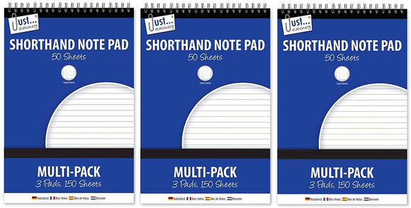 3Ace Crafts 3 Set of Shorthand & Notebooks 100 Pages Per Pad - 50gsm - Shorthand Note Pads Lined Paper Spiral Bound (Pack of 3)