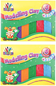 3Ace Crafts Modelling Clay with 6 Colourful Strips - for Children Kids Art Craft Play Plasticine Party - Fine Motor Skills (Pack of 2)