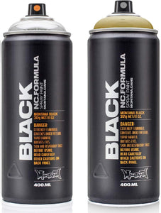 3Ace Crafts Pack of 2 - Montana Black NC.Formula Spray Paint Can 400ml - Montana Cans Professional Spray Paint - Silverchrome & Goldchrome