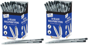 3Ace Crafts Black Ballpoint Pens - Retractable Smooth Write Ink - Medium Tip For School Collage (Pack of 2)
