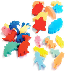 3Ace Crafts Foam Combo Pack of 3 Set -"Dinosaur Shapes Pack of 9","Leaf Shapes Pack of 8" and"People Shapes Pack of 8" - Sponge Stamps Painting Tool Kit for DIY Craft