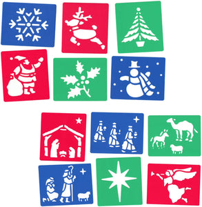 3Ace Crafts Combo Pack of 2 Set -"Christmas Stencils" and "Nativity Stencils" - for Children's Arts and Crafts Plastic Washable Stencils