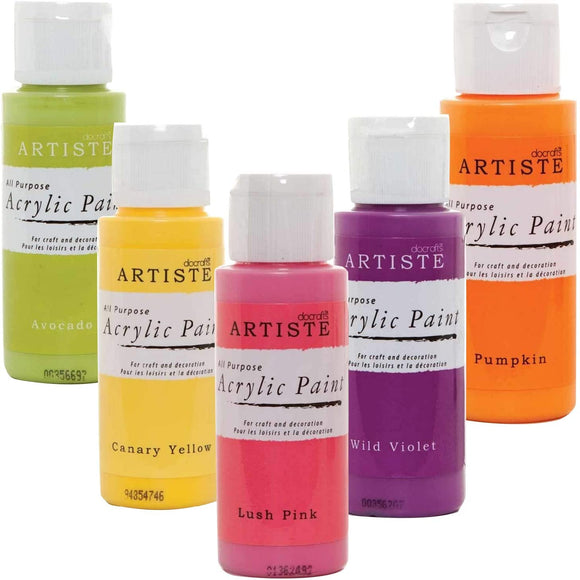 3Ace Crafts Set of 5 Colours - docrafts Artiste All Purpose Acrylic Paint (2oz) 59ml - for Painting, Craft