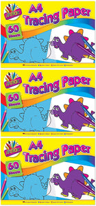 3Ace Crafts 60 Sheets A4 Tracing Paper - Painting Paper, Sketching Printing Tracing Pad - Brightness Adjustable for Artists for All (Pack of 3)