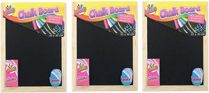 3Ace Crafts 3X Chalk Board Set with 4 Chalks and 1 Eraser - Safe & Non-Toxic Creative Fun - Wooden Frame - Approx 23 x 30cm Board (Pack of 3)