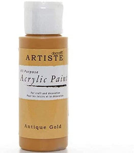 3Ace Crafts docrafts Artiste Acrylic Paint 59ml (2oz) - Quick Drying - for Craft and Decoration - Antique Gold