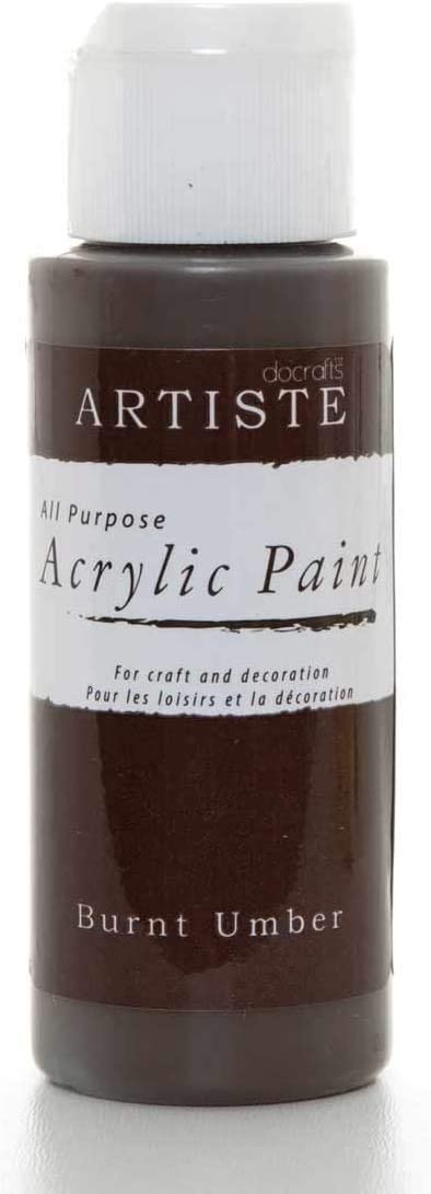 3Ace Crafts docrafts Artiste Acrylic Paint (2oz) - Quick Drying - Craft and Decoration - Burnt Umber