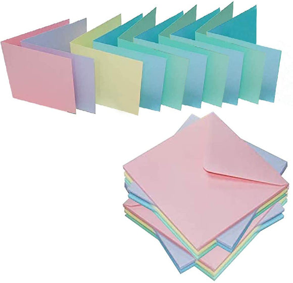 3Ace Crafts Blank Assorted Pastel Cards and Envelopes - Cards Making for Greetings, Holiday, Invitation, Thank You Cards with Envelopes - Multi-Purpose Cards and Envelopes - 6 x 6 Inch
