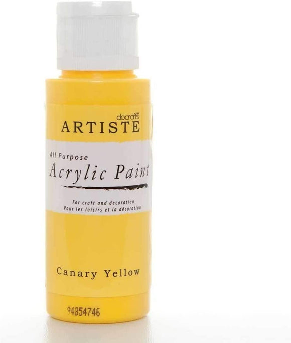 3Ace Crafts docrafts Artiste All Purpose Acrylic Paint (2oz) - Quick Drying and Waterbased - for Craft and Decoration - Canary Yellow