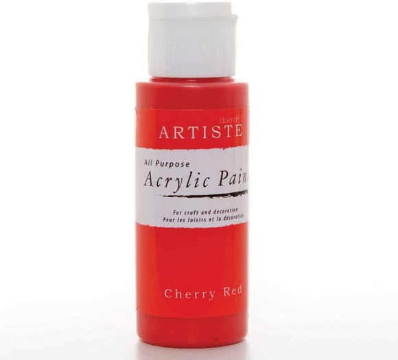 3Ace Crafts docrafts Artiste Acrylic Paint 59ml (2oz) - Quick Drying - for Craft and Decoration - Cherry Red