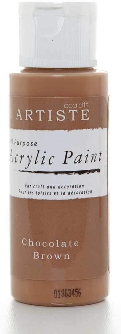 3Ace Crafts docrafts Artiste Acrylic Paint 59ml (2oz) - Quick Drying - for Craft and Decoration - Chocolate Brown