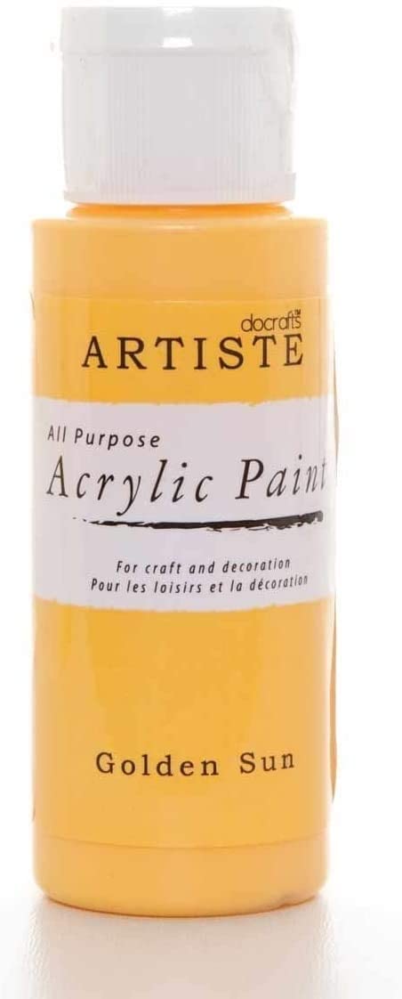 3Ace Crafts docrafts Artiste Acrylic Paint 59ml (2oz) - Quick Drying - for Craft and Decoration - Golden Sun