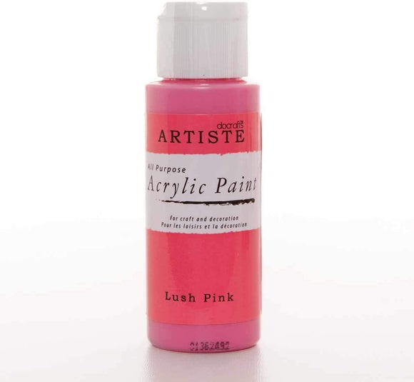 docrafts Artiste All Purpose Acrylic Paint (2oz) - Quick Drying and Waterbased - for Craft and Decoration - Lush Pink