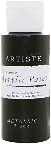 3Ace Crafts docrafts Artiste Purpose Acrylic Paint (2oz) - Quick Drying - Craft Decoration - Metallic Black
