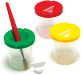 3Ace Crafts 4 Non-Spill Paint Pots with Lid Stopper Assorted Colours Arts and Crafts Painting Supplies School/Nursery