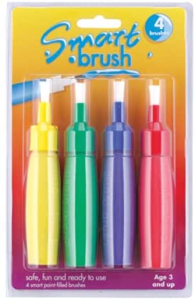 3Ace Crafts Artstraws Pack of 4 Smart Brushes - Colour Filled Brush Assorted Colours Paint Brushes Best Gift for Kids Painting Brushes