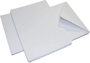 3Ace Crafts White C5 Blank Scalloped Greeting Cards & Envelopes - for All Types of Card Making - Holiday, Invitation Thank You Cards with Envelopes