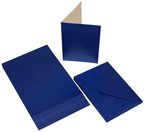3Ace Crafts Pack of 20 - C6 Centura Pearl Blank Cards & Envelopes - Cards Making for Greetings, Thank You Cards with Envelopes - Multi-Purpose 250gsm Card - Approx Size 114mm x 162mm (Blue)