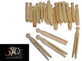 3Ace Crafts Pack of 24 Natural Wooden Dolly Pegs - Traditional Wood Clothes Pegs - Around 11cm Long Approx