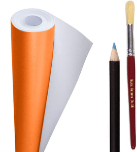 3Ace Crafts Combo Set - Display Poster Paper Roll 76cm x 10m - Non-Toxic Paper Perfect Ideal for Gift Wrapping + Plus Free 1 Short Handle Round Tip Brush + Free 1 Watercolour Pencil for Art and Craft