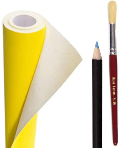 3Ace Crafts Combo Set - Display Poster Paper Roll 76cm x 10m - Non-Toxic Paper Perfect Ideal for Gift Wrapping + Plus Free 1 Short Handle Round Tip Brush + Free 1 Watercolour Pencil for Art and Craft
